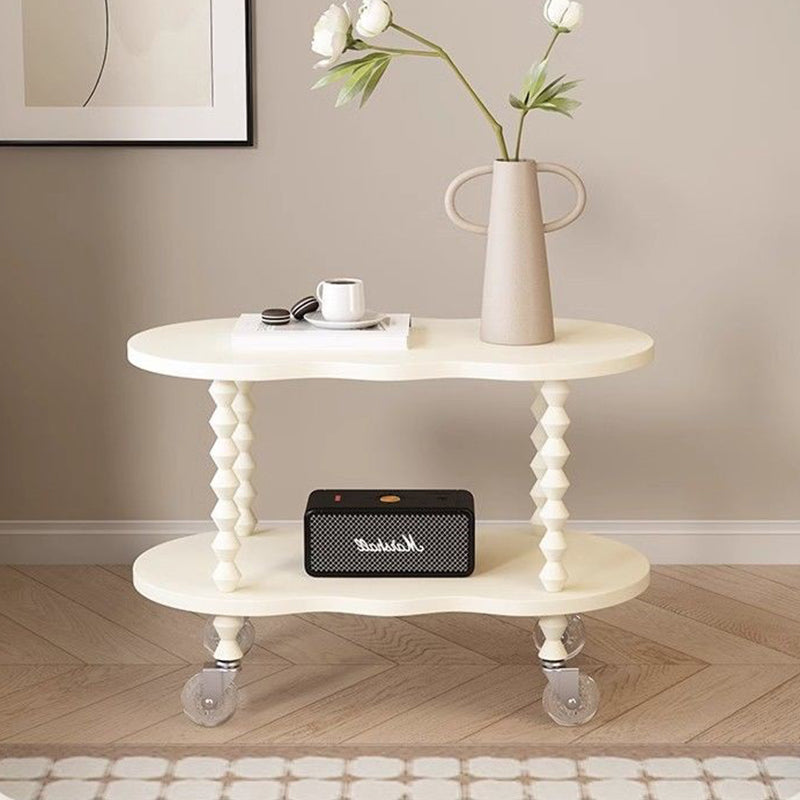 French Plank Wood Oval Side Table