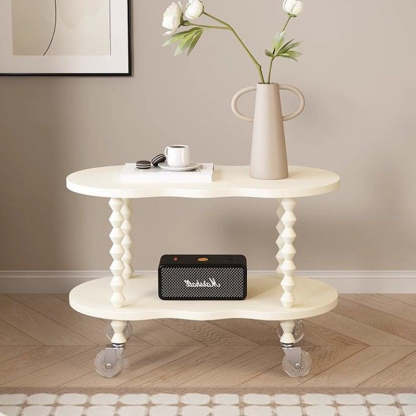 French Plank Wood Oval Side Table