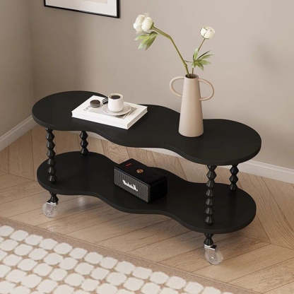 French Plank Wood Oval Side Table