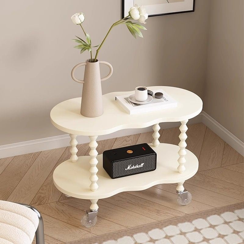 French Plank Wood Oval Side Table