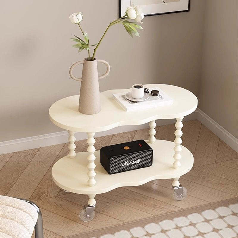 French Plank Wood Oval Side Table