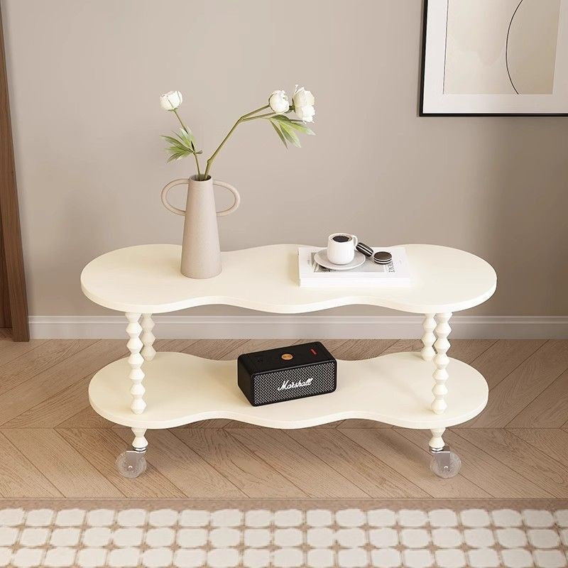 French Plank Wood Oval Side Table