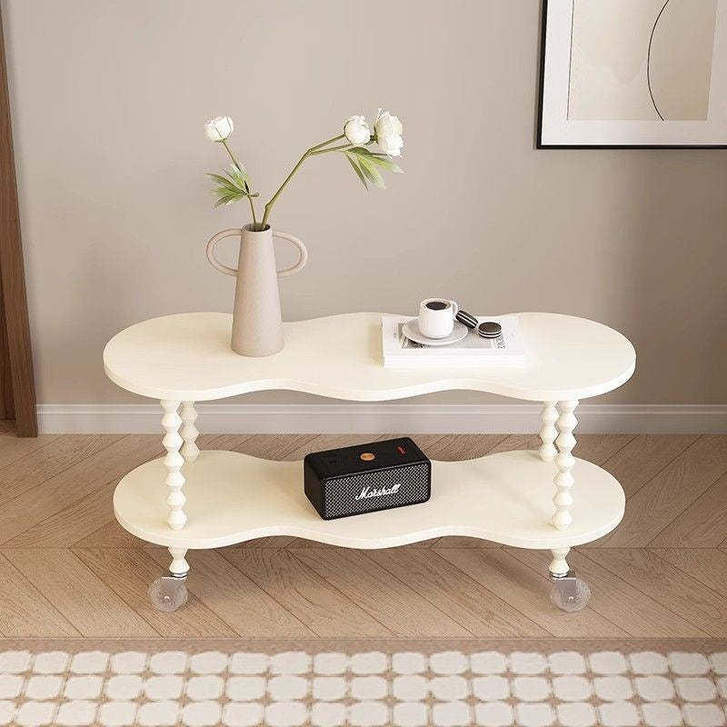French Plank Wood Oval Side Table