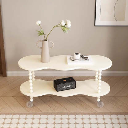French Plank Wood Oval Side Table