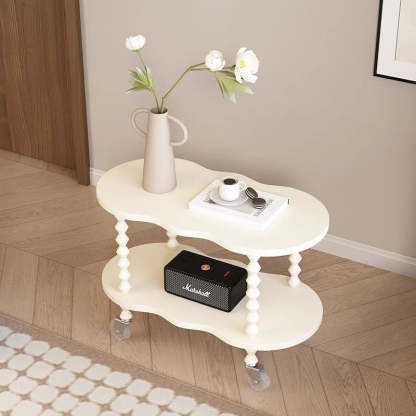 French Plank Wood Oval Side Table