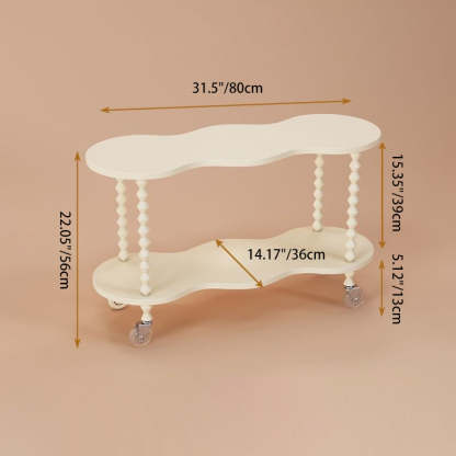 French Plank Wood Oval Side Table — Tall / White