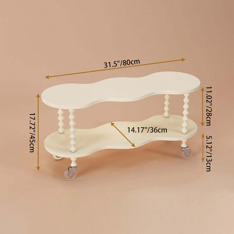 French Plank Wood Oval Side Table — Short / White