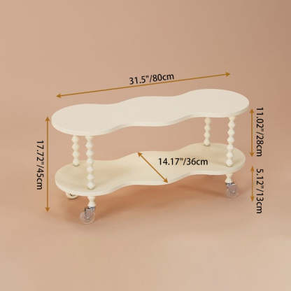 French Plank Wood Oval Side Table — Short / White