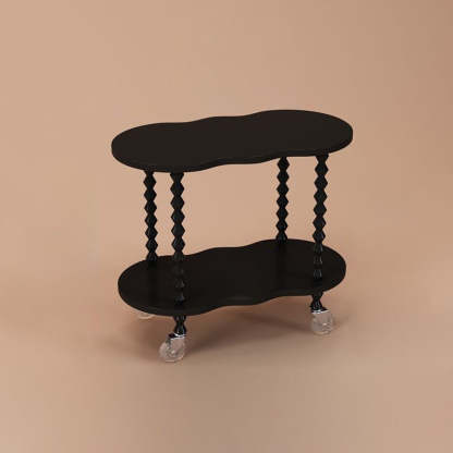 French Plank Wood Oval Side Table