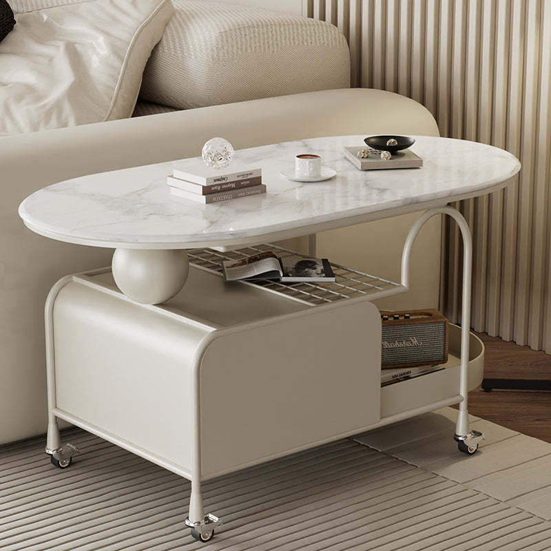 Nordic Microcrystalline Stone Carbon Steel Oval Side Table
