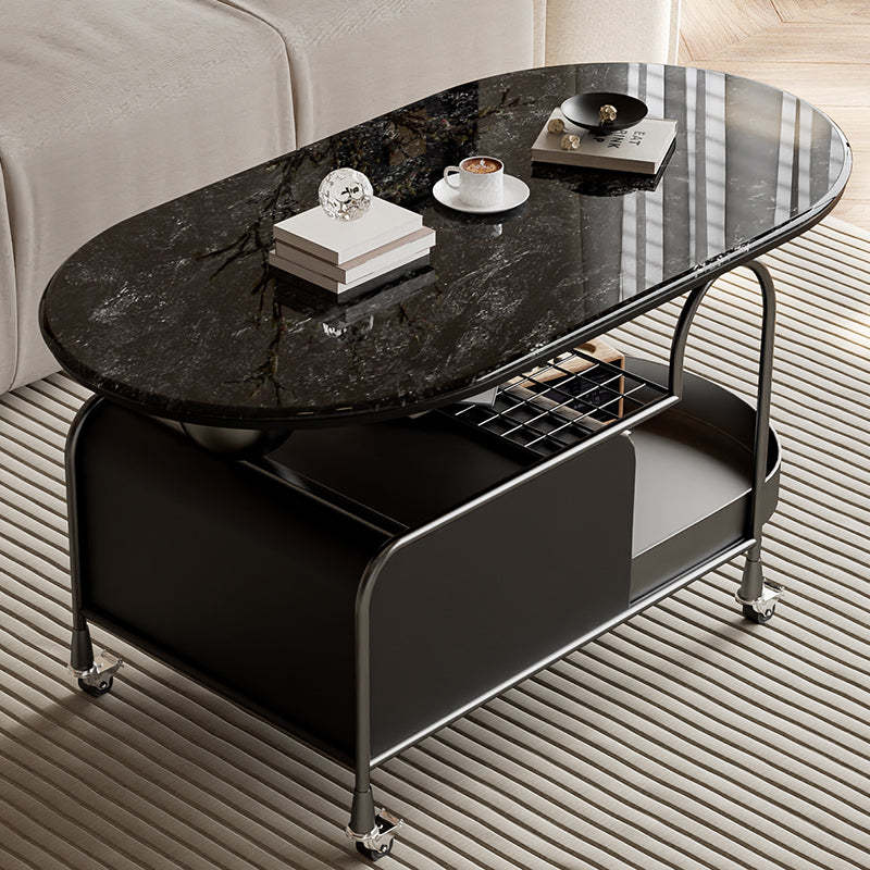 Nordic Microcrystalline Stone Carbon Steel Oval Side Table