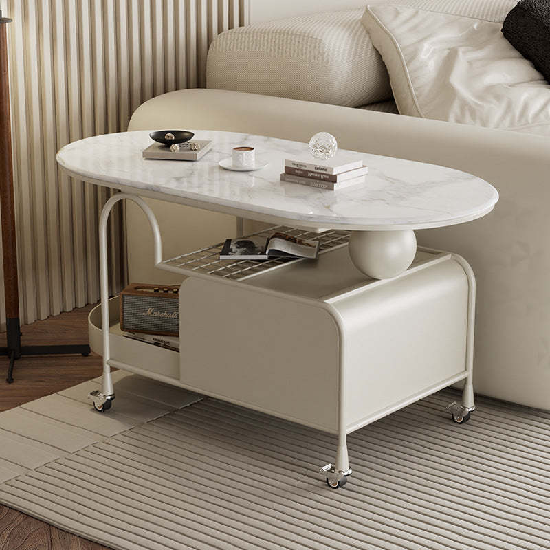Nordic Microcrystalline Stone Carbon Steel Oval Side Table