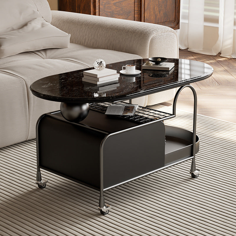 Nordic Microcrystalline Stone Carbon Steel Oval Side Table