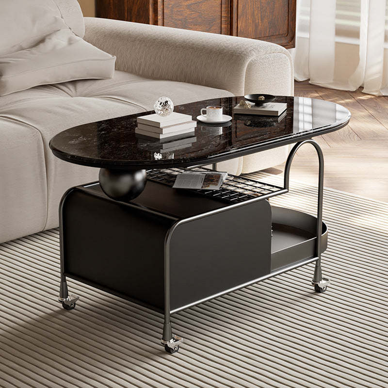 Nordic Microcrystalline Stone Carbon Steel Oval Side Table
