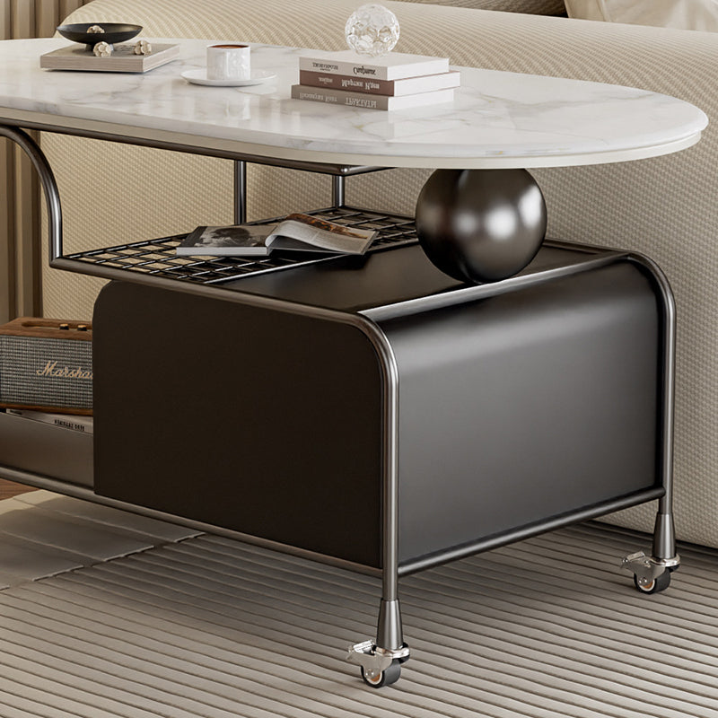 Nordic Microcrystalline Stone Carbon Steel Oval Side Table