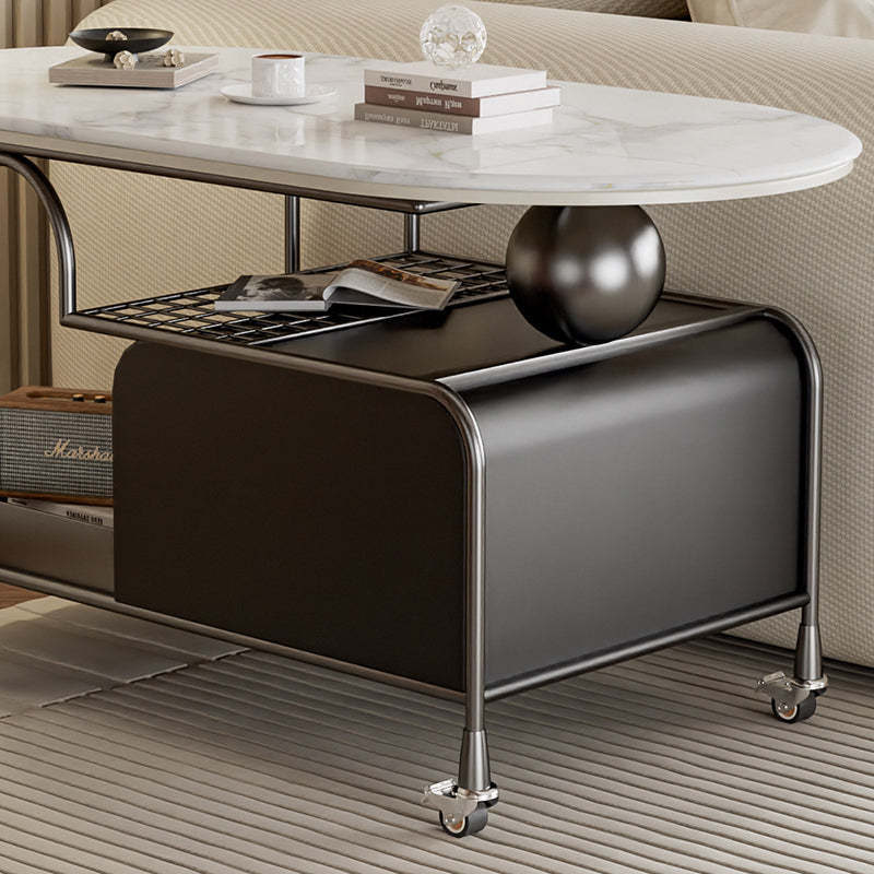 Nordic Microcrystalline Stone Carbon Steel Oval Side Table