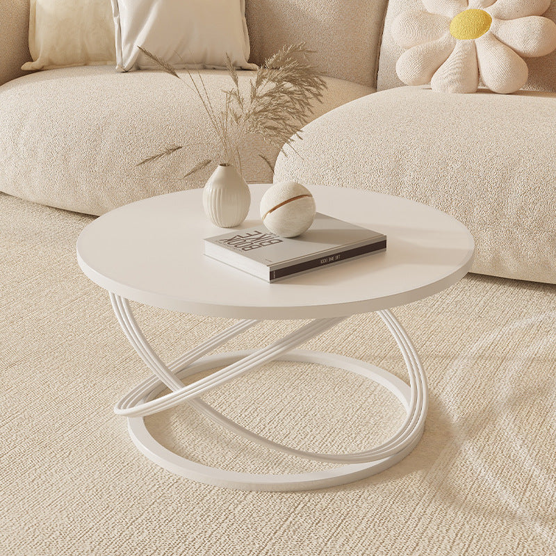 Nordic Rock Slab Iron Round X-Base Coffee Table