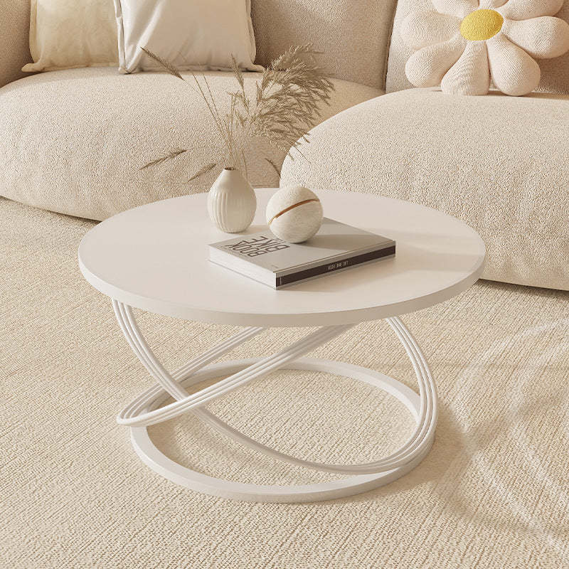 Nordic Rock Slab Iron Round X-Base Coffee Table