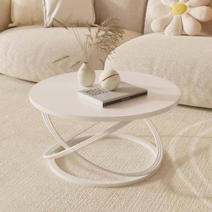 Nordic Rock Slab Iron Round X-Base Coffee Table