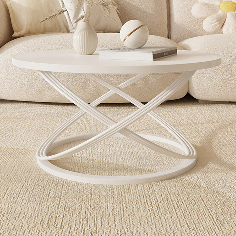 Nordic Rock Slab Iron Round X-Base Coffee Table