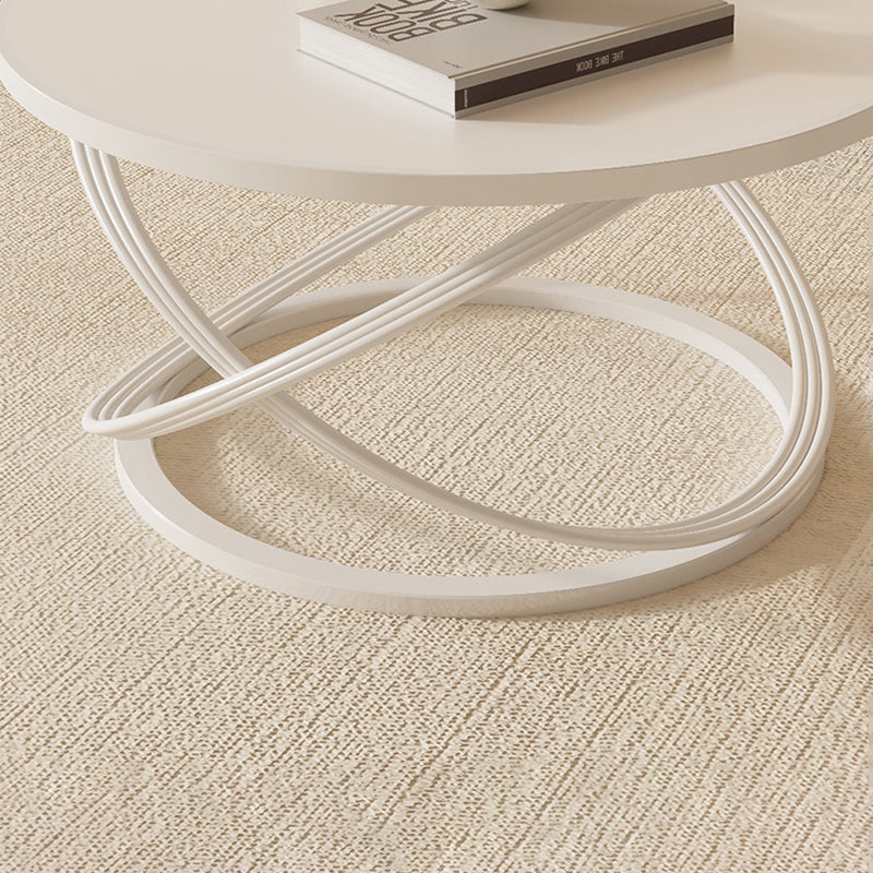 Nordic Rock Slab Iron Round X-Base Coffee Table