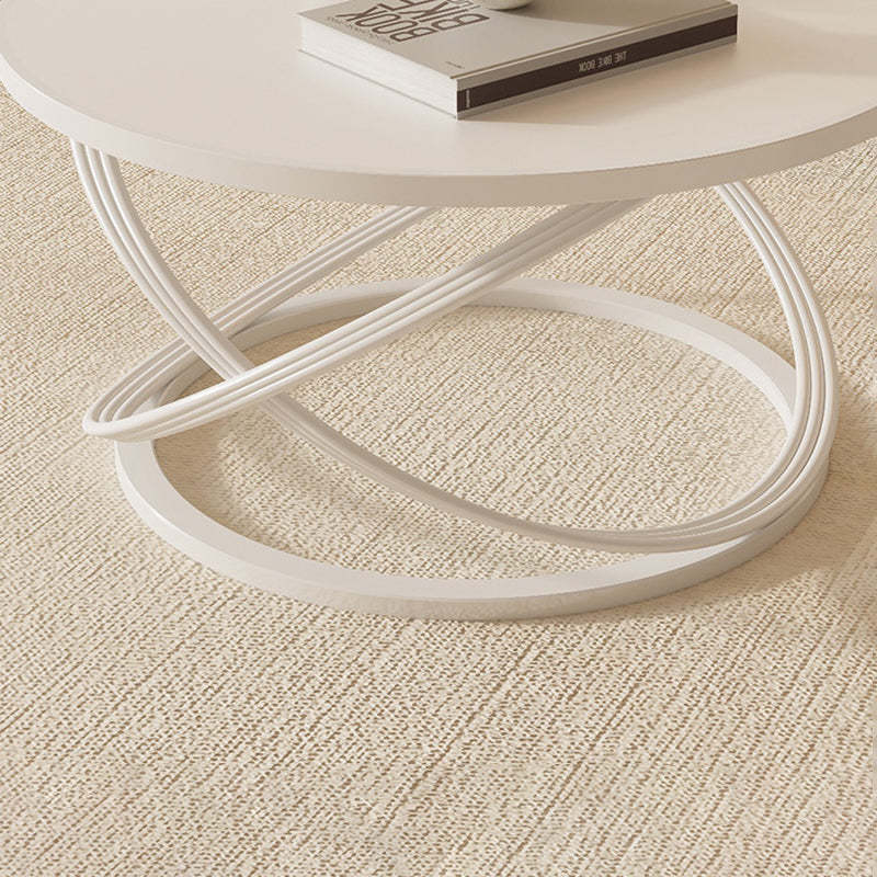 Nordic Rock Slab Iron Round X-Base Coffee Table