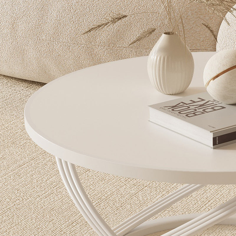 Nordic Rock Slab Iron Round X-Base Coffee Table