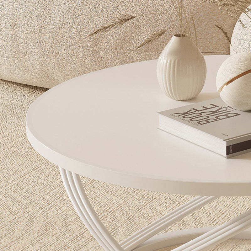Nordic Rock Slab Iron Round X-Base Coffee Table
