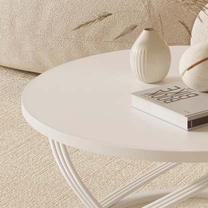 Nordic Rock Slab Iron Round X-Base Coffee Table