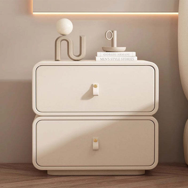 Nordic Microfiber Leather 2-Drawer Cabinet — Deep Gray