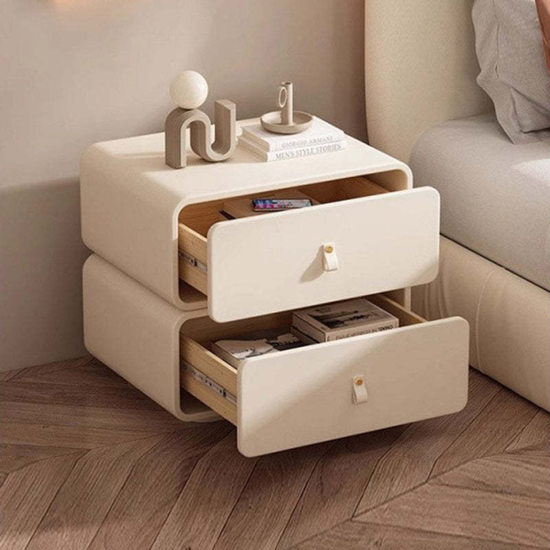 Nordic Microfiber Leather 2-Drawer Cabinet — Beige