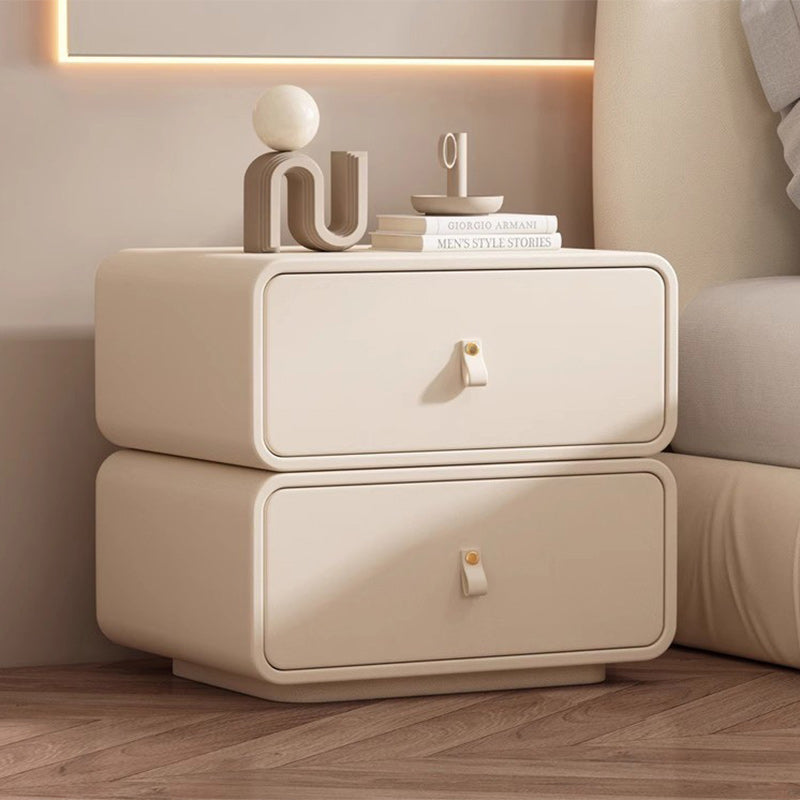 Nordic Microfiber Leather 2-Drawer Cabinet — Light Gray