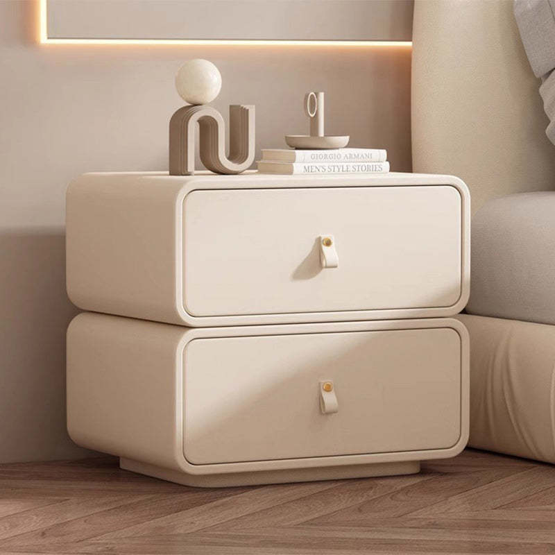 Nordic Microfiber Leather 2-Drawer Cabinet — Light Gray