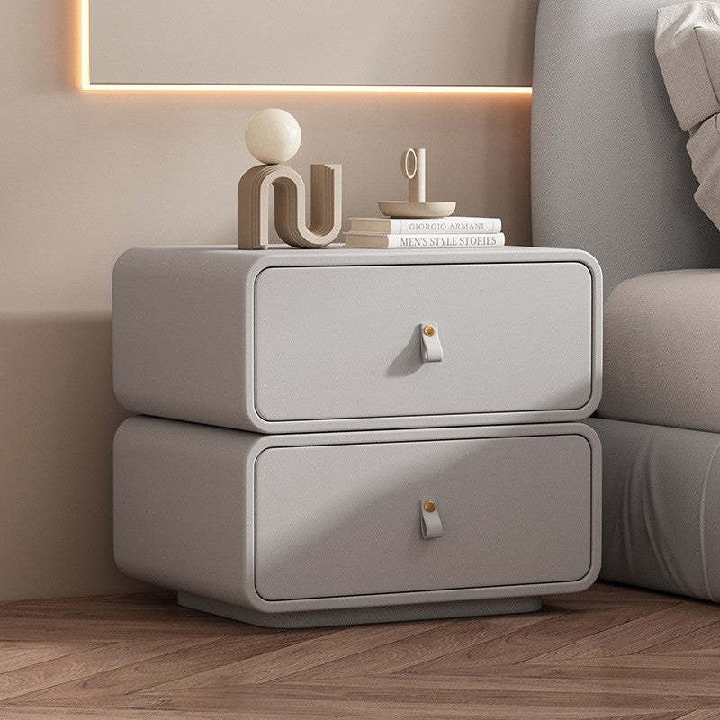 Nordic Microfiber Leather 2-Drawer Cabinet — Deep Gray