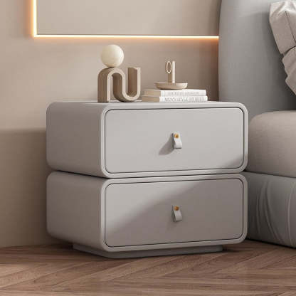 Nordic Microfiber Leather 2-Drawer Cabinet — Deep Gray