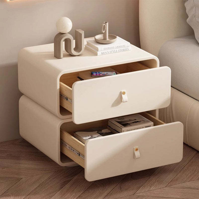 Nordic Microfiber Leather 2-Drawer Cabinet — Beige