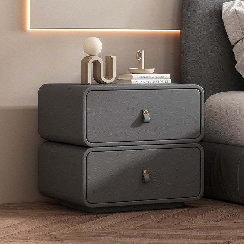 Nordic Microfiber Leather 2-Drawer Cabinet — Khaki
