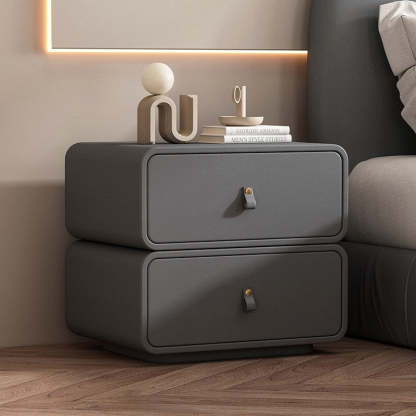 Nordic Microfiber Leather 2-Drawer Cabinet — Khaki