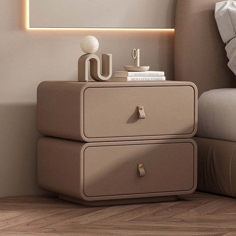 Nordic Microfiber Leather 2-Drawer Cabinet — Light Gray
