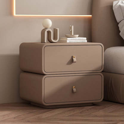Nordic Microfiber Leather 2-Drawer Cabinet — Light Gray