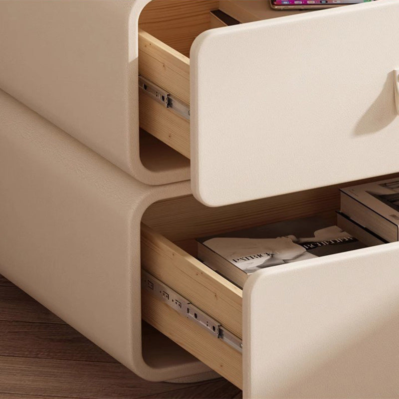 Nordic Microfiber Leather 2-Drawer Cabinet — Khaki