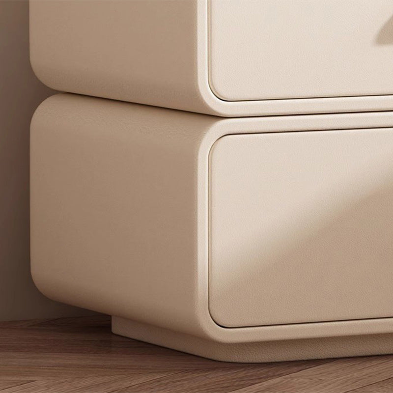 Nordic Microfiber Leather 2-Drawer Cabinet — Light Gray