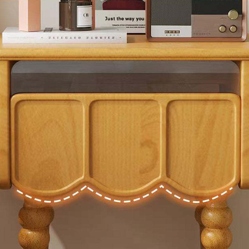 Minimalist Wood Glass Rectangular 1-Drawer Nightstand