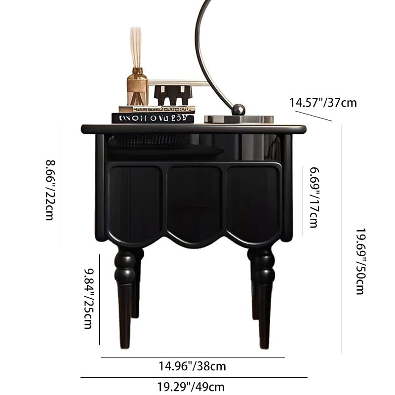 Minimalist Wood Glass Rectangular 1-Drawer Nightstand