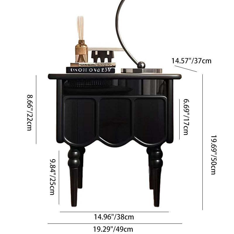 Minimalist Wood Glass Rectangular 1-Drawer Nightstand