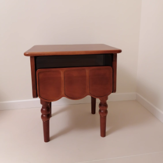 Minimalist Wood Glass Rectangular 1-Drawer Nightstand