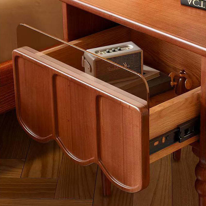 Minimalist Wood Glass Rectangular 1-Drawer Nightstand
