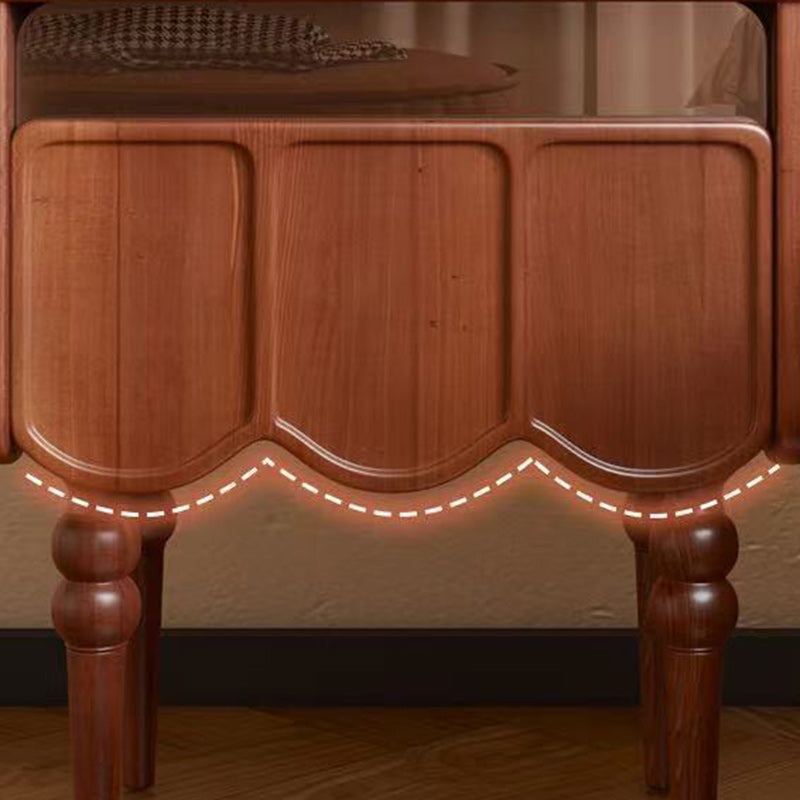 Minimalist Wood Glass Rectangular 1-Drawer Nightstand