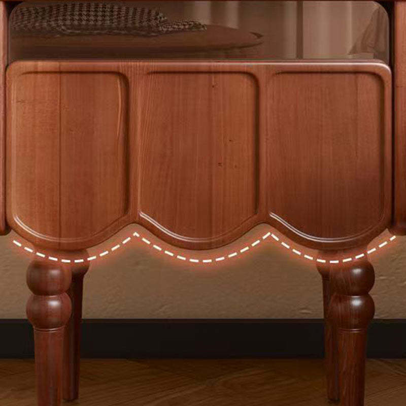 Minimalist Wood Glass Rectangular 1-Drawer Nightstand