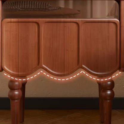 Minimalist Wood Glass Rectangular 1-Drawer Nightstand